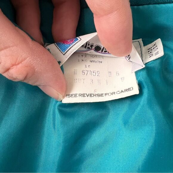 Prophecy Vintage Teal Blue Satin Strapless Peplum Bow Top - Picture 9 of 10